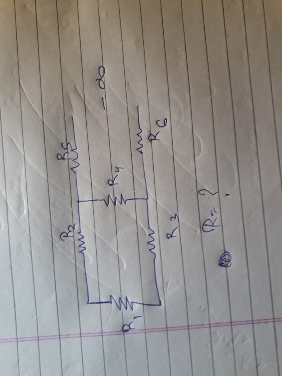 Question image for Find the resistance of the circuit of the questio